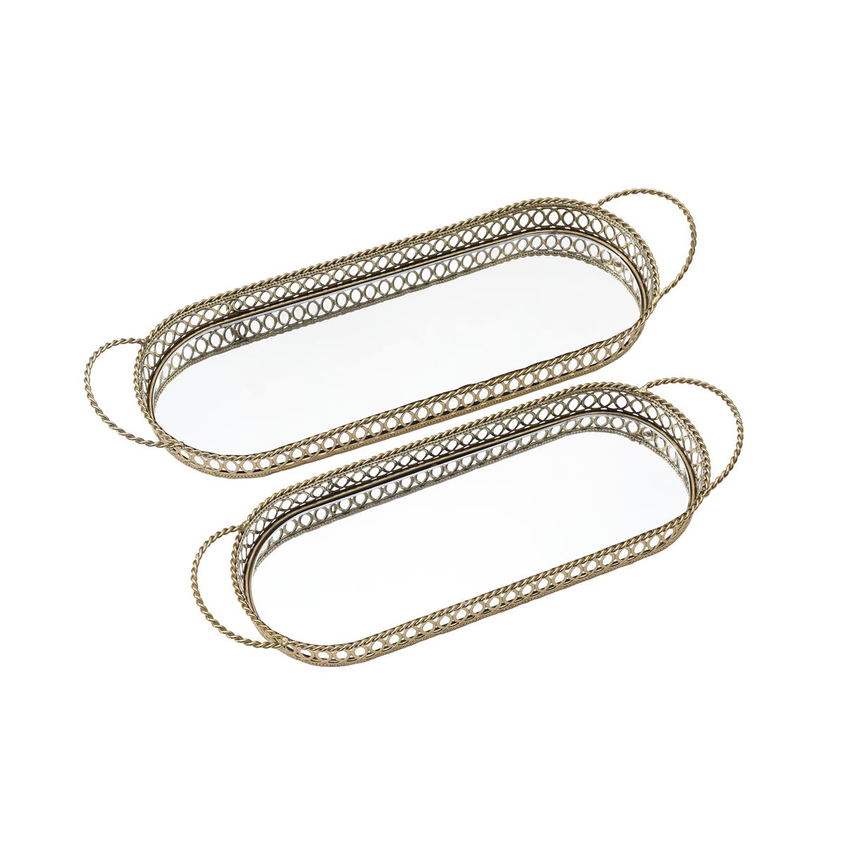 Trays Set of 2 -  Oblong Silver Oct 26