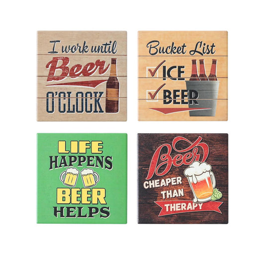 Coasters x 4 - Beer Square Matt - Oct 26