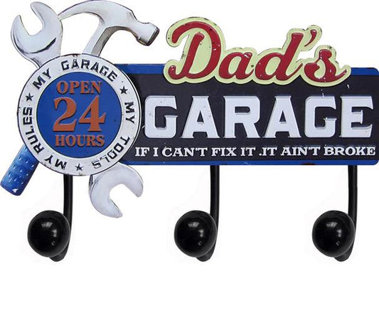 Men's Republic Retro Sign with 3 Hanging Hooks - Dad's Garage