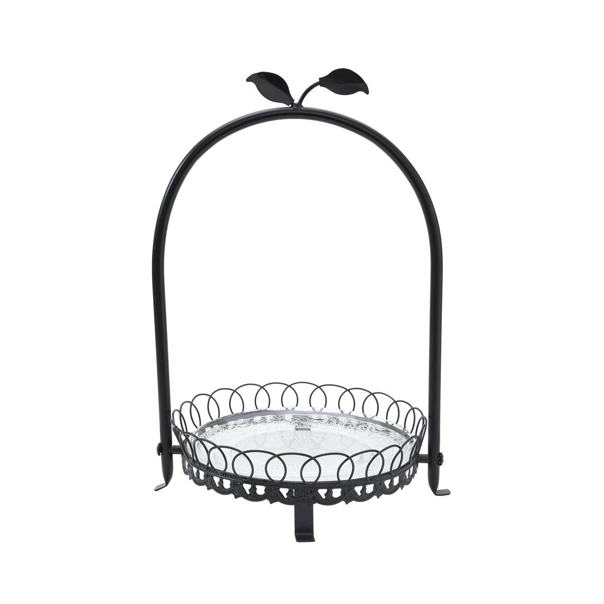 Tray Stand with glass shelf -  Black Metal Single Tier - Oct 26
