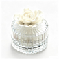 Trinket Box Glass Round with a White Flower 8 x 7.8cm - Oct 26