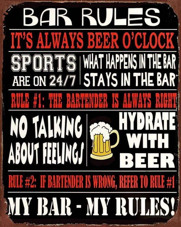 Men's Republic Retro Sign - Bar Rules