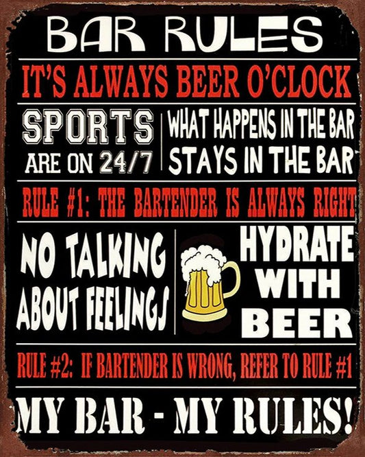 Men's Republic Retro Sign - Bar Rules