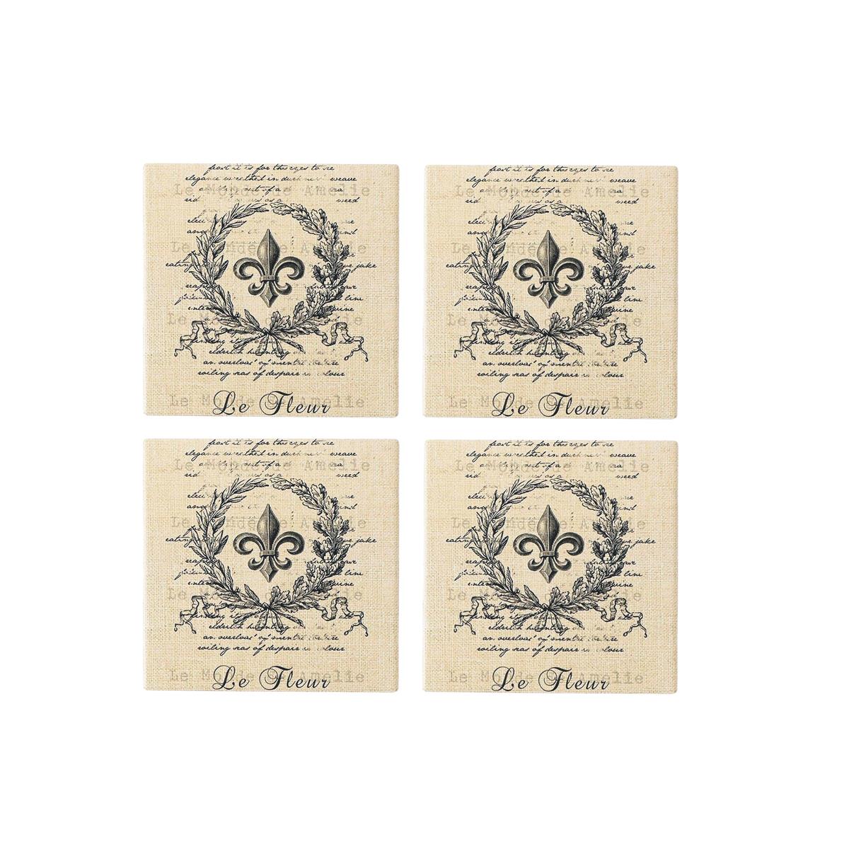 Coasters x 4 - Fleur-de-lis Square Matt - Oct 26
