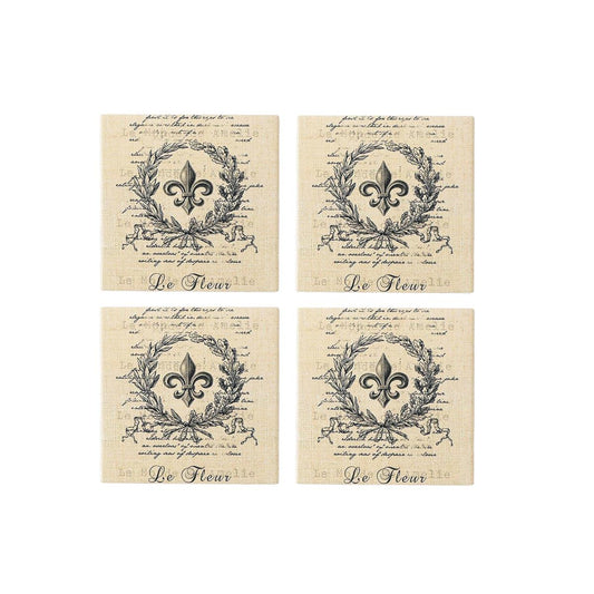 Coasters x 4 - Fleur-de-lis Square Matt - Oct 26