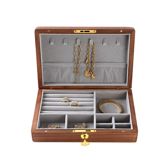 Jewellery Box Black Walnut Wood Single Level