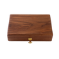 Wooden box with a gold clasp on a white background