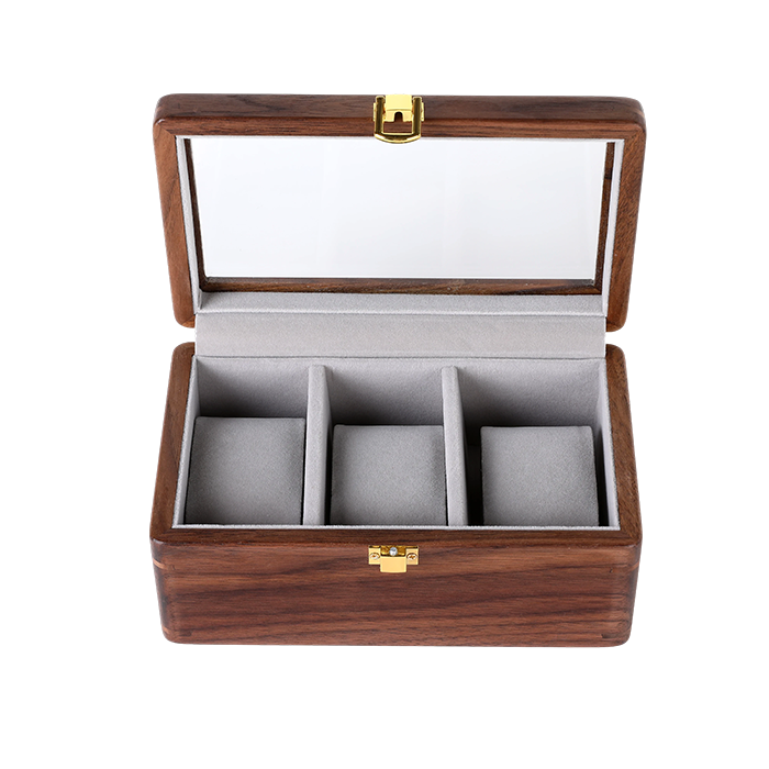 Watch Box Black Walnut Wood 3 Watch