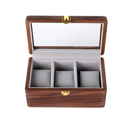 Watch Box Black Walnut Wood 3 Watch