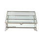 Decorative glass box with silver metal frame on a white background