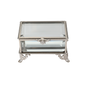 Silver jewelry box with glass top on a white background