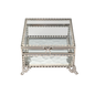 Decorative glass box with metal frame and bow on a white background