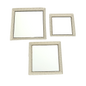 Three square decorative mirrors with ornate frames on a white background