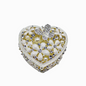 Decorative heart-shaped box with flowers and a butterfly on a white background