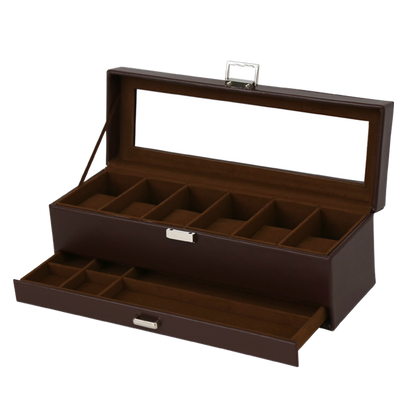 Watch Box Brown PVC Leather 6 Watch