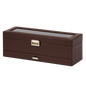 Brown jewelry box with glass top on a white background