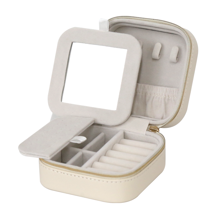 Jewellery Box PVC Champagne Leather Wrinkled Travel
