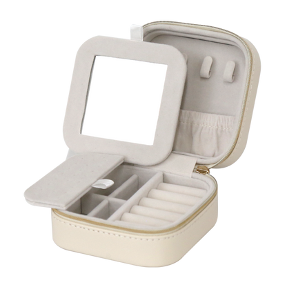 Jewellery Box PVC Champagne Leather Wrinkled Travel