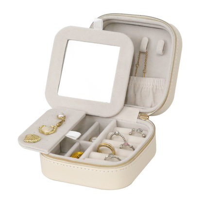 Jewellery Box PVC Champagne Leather Wrinkled Travel