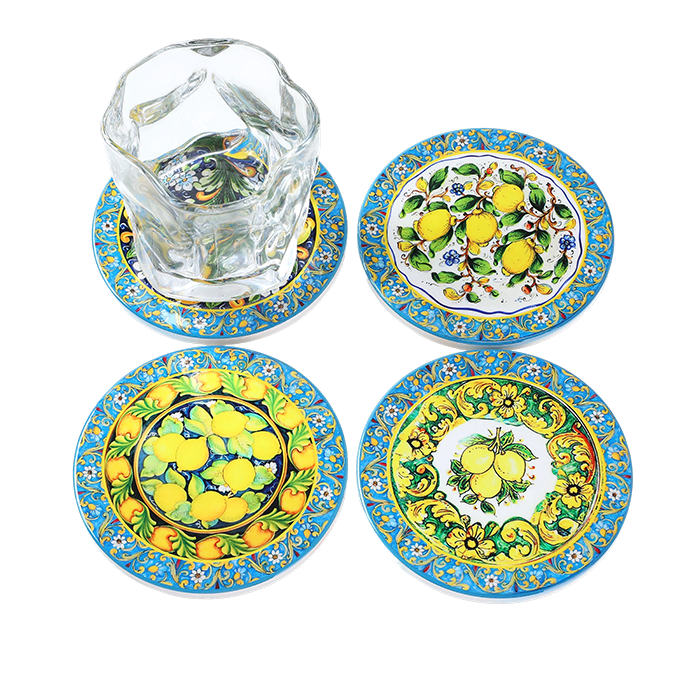 Coasters x 4 - Round Lemon
