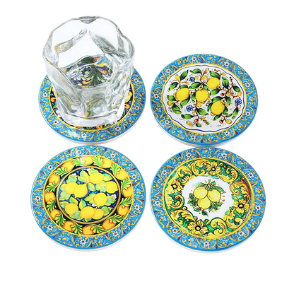 Coasters x 4 - Round Lemon
