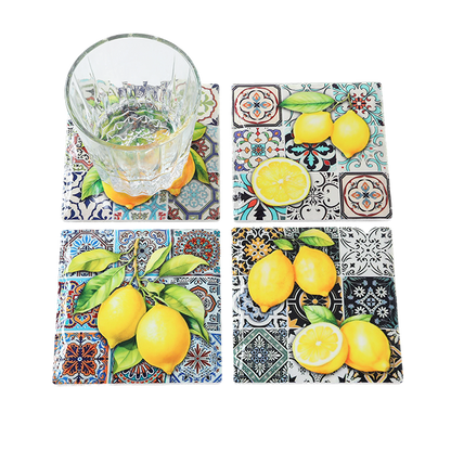 Coasters x 4 - Square Lemons 2