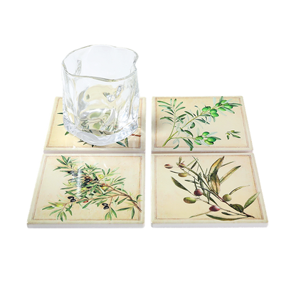 Coasters x 4 - Square Olives