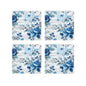Coasters x 4 - Blue Flowers Square Matt