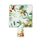 Transparent square sheet with olive branch and fruit pattern on a white background