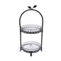 Tray Stand with glass shelves - Black Metal Two Tier - Oct 26